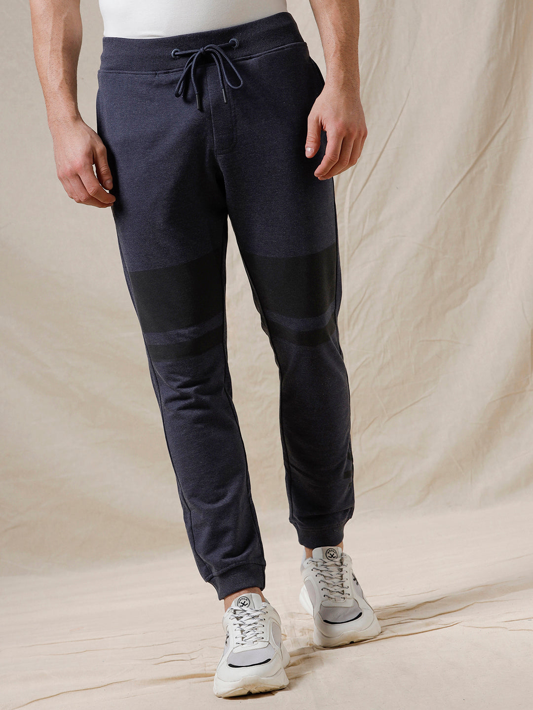 Colour Blocked Knitted Blue Jogger