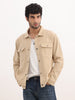 Solid Regular Fit Double Pocket Corduroy Jacket | Beige