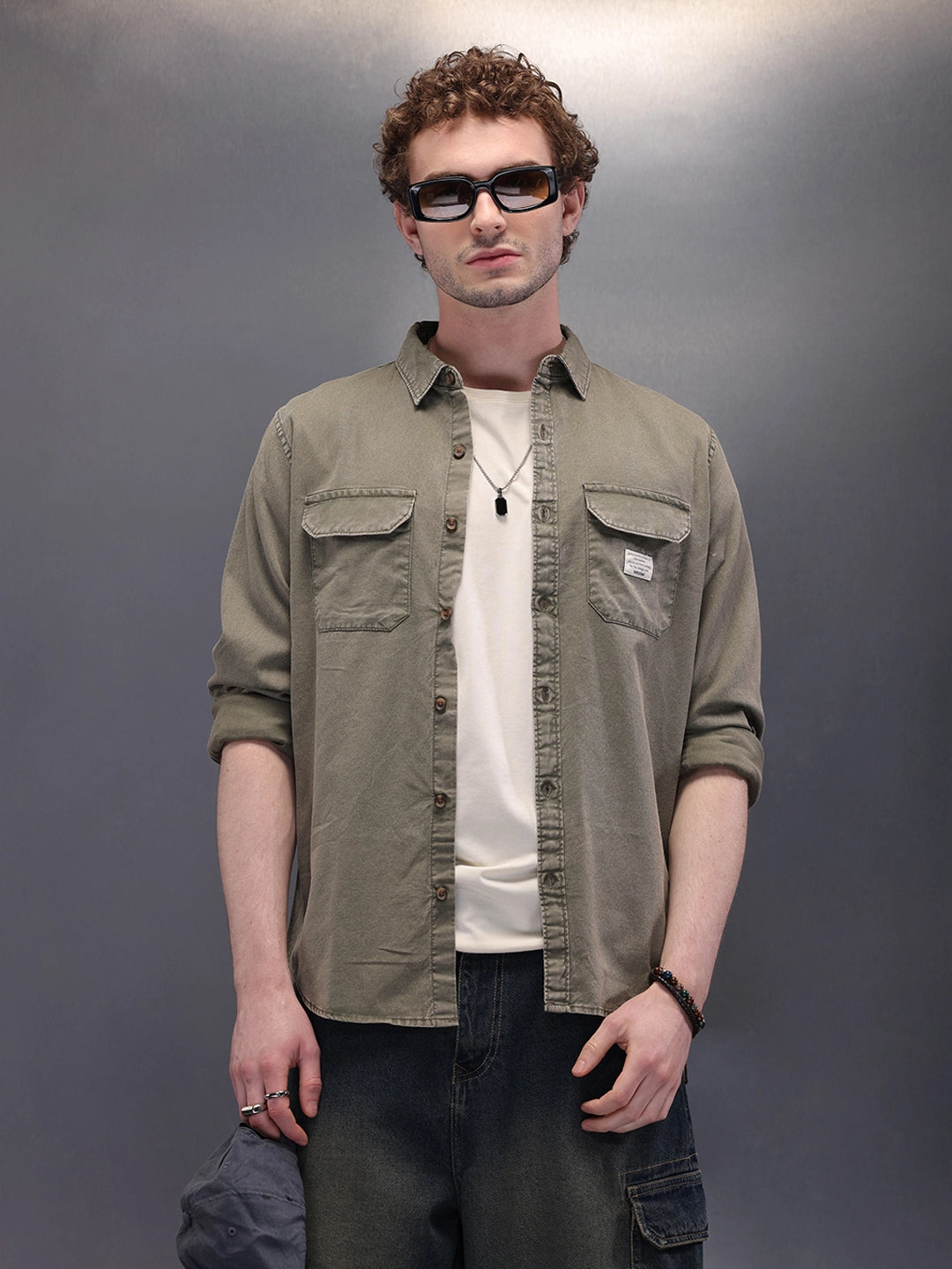 Double Pocket Full Sleeve Shirt | Green