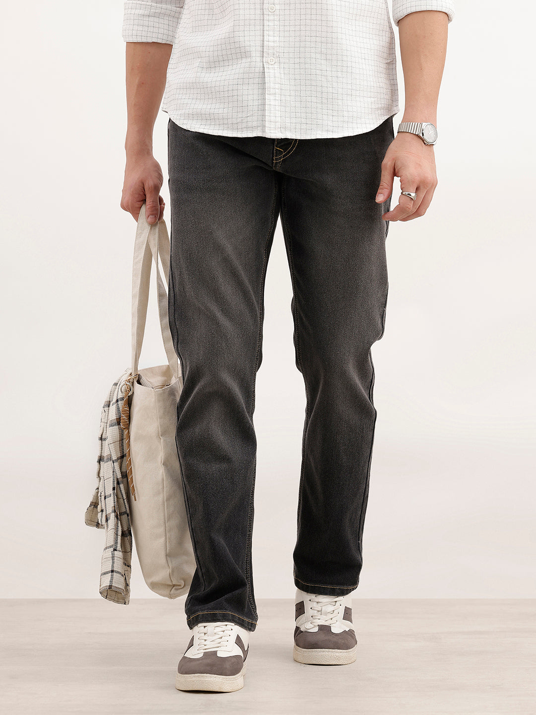 Faded Slim Fit Denim Jeans | Dark Grey