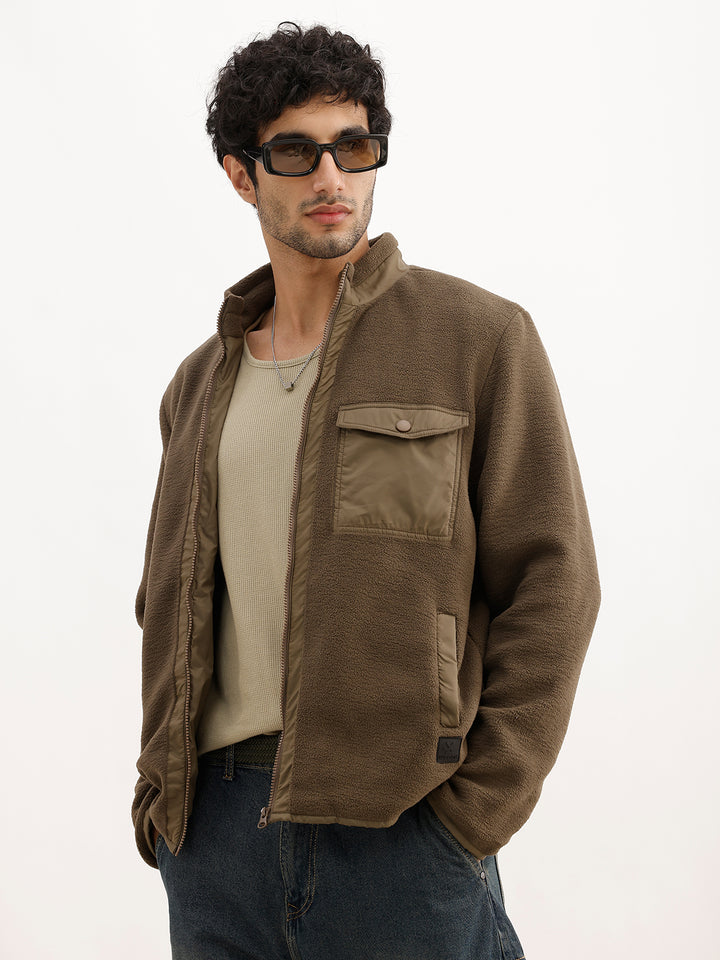 Classic Regular Fit Sherp Jacket | Olive