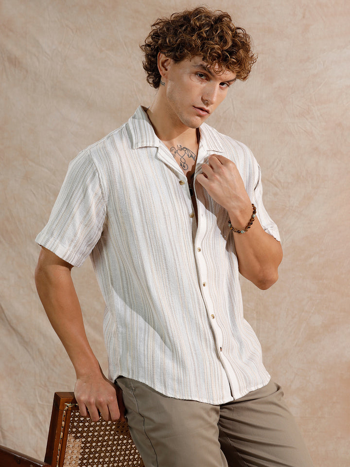 Space Dyed Yarn Shirt | Off White