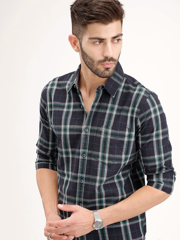 Regular Fit Checkered Shirt | Green
