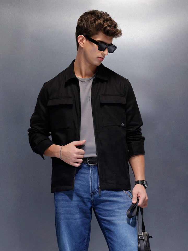 Double Pocket Oversized Jacket  | Black