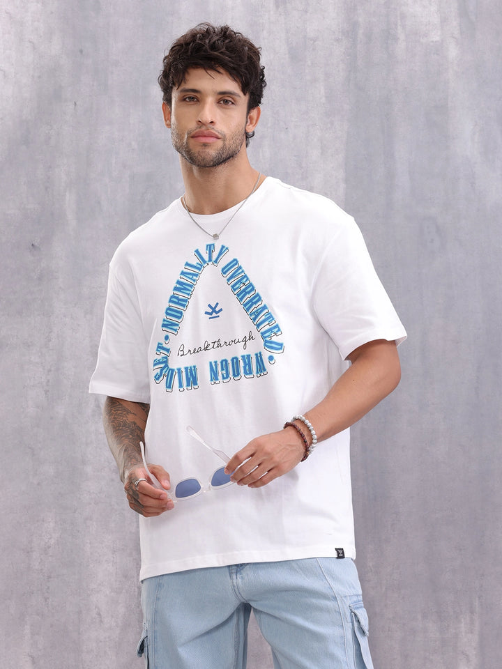 Retro Graphic Printed Oversized Fit T-shirt | White