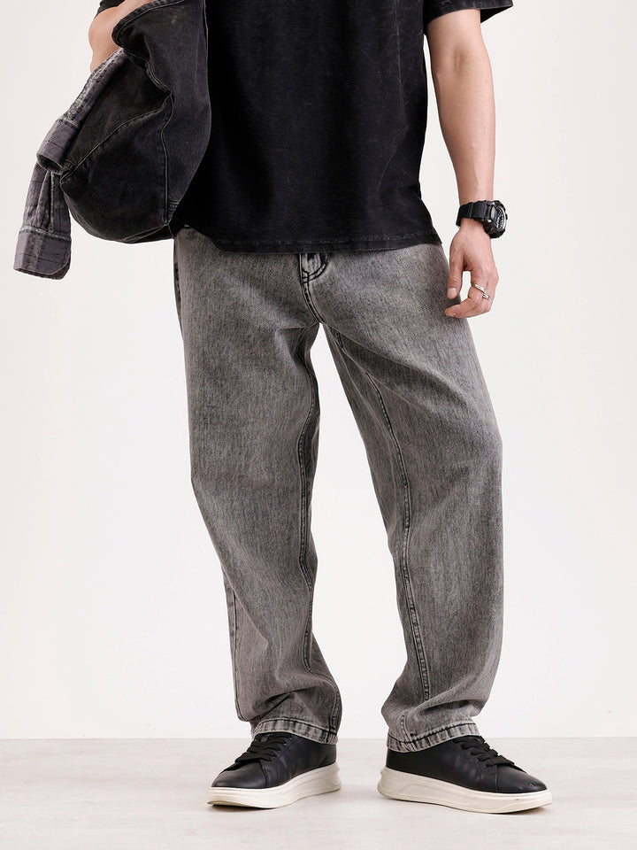 Classic Loose Fit Denim Jeans   |  Grey