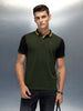 Colourblock Causal Men's Polo Neck T-Shirt | Olive