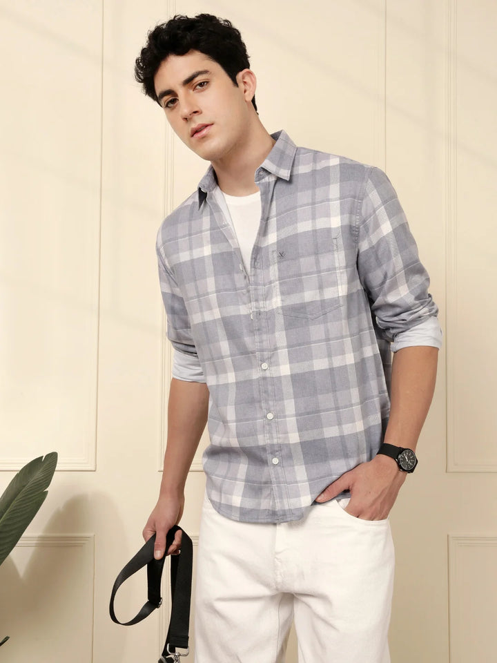 Urban Checked Comfort Fit Shirt in Blue