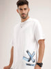 Oversized Fit Placement Printed T-Shirt | White