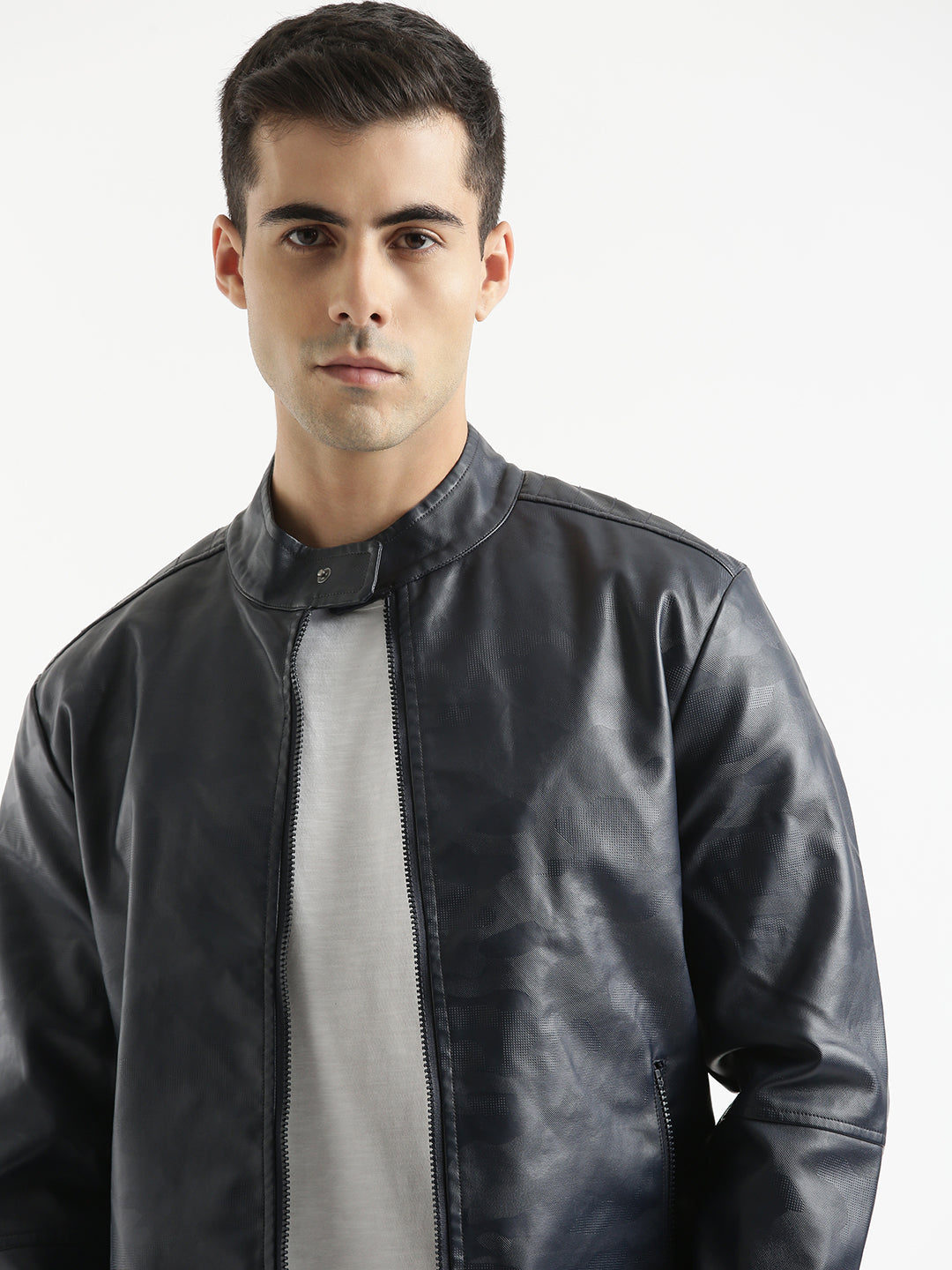 Essential Solid Leather Jacket