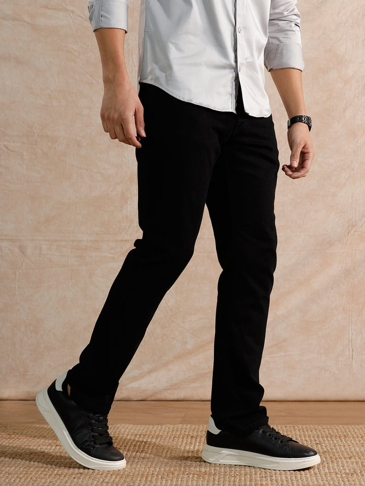 Solid Look Straight Fit Jeans | Black