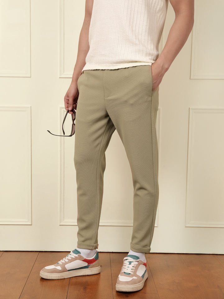 Soft Cotton Blend Knit Trouser | Beige