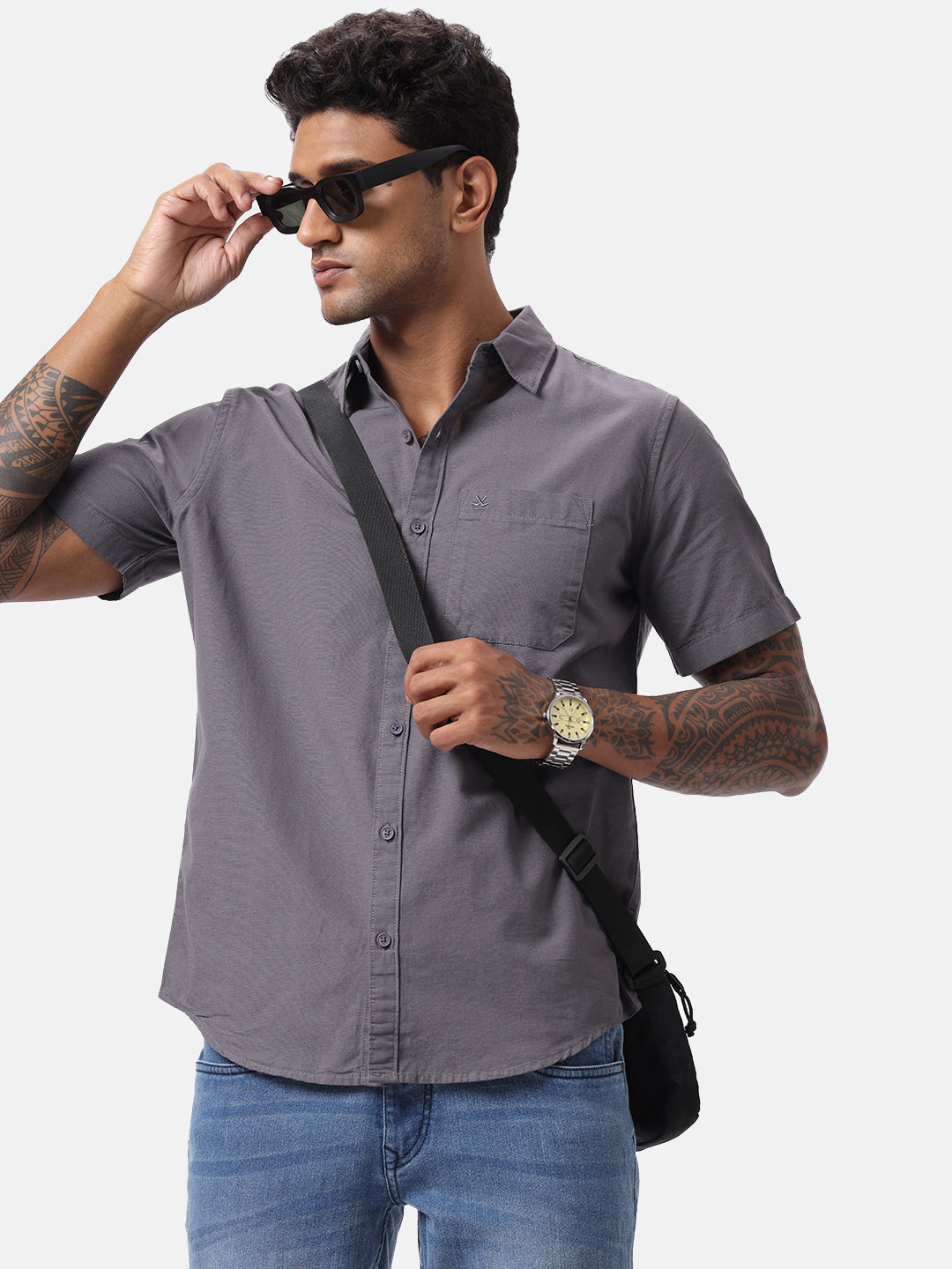 Dark Grey Half Sleeve Shirt