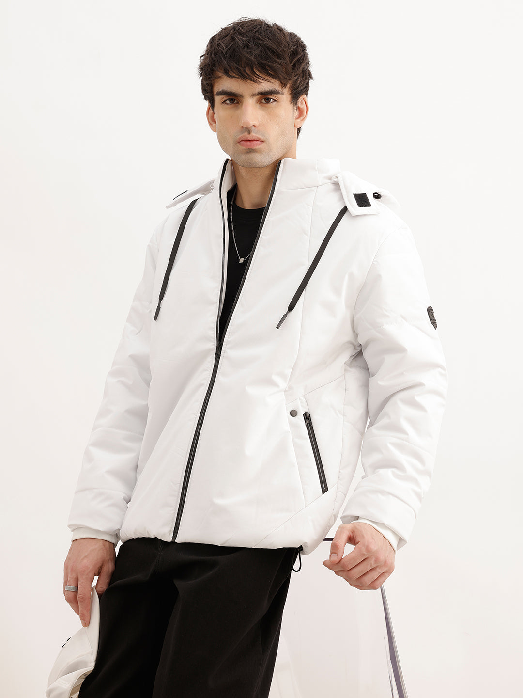 Solid Comfort Fit Hooded Jacket | White | WJK02FSRE1022W