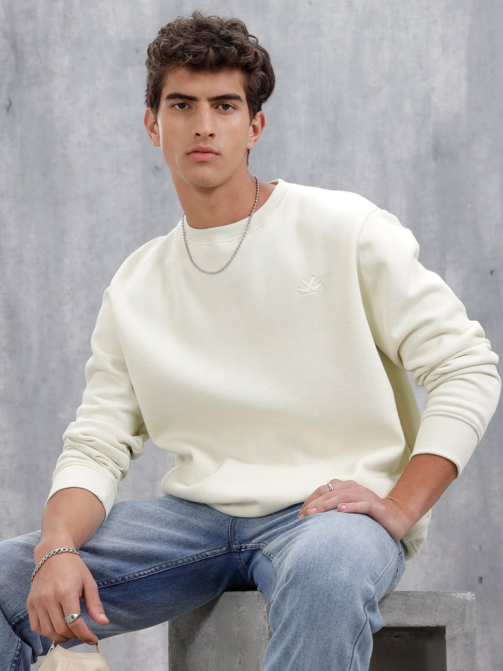 Men's Solid Casual Comfort Fit Sweatshirt | Aloe Wash