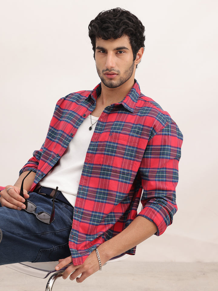 Comfort Fit Checkered Shirt | Red