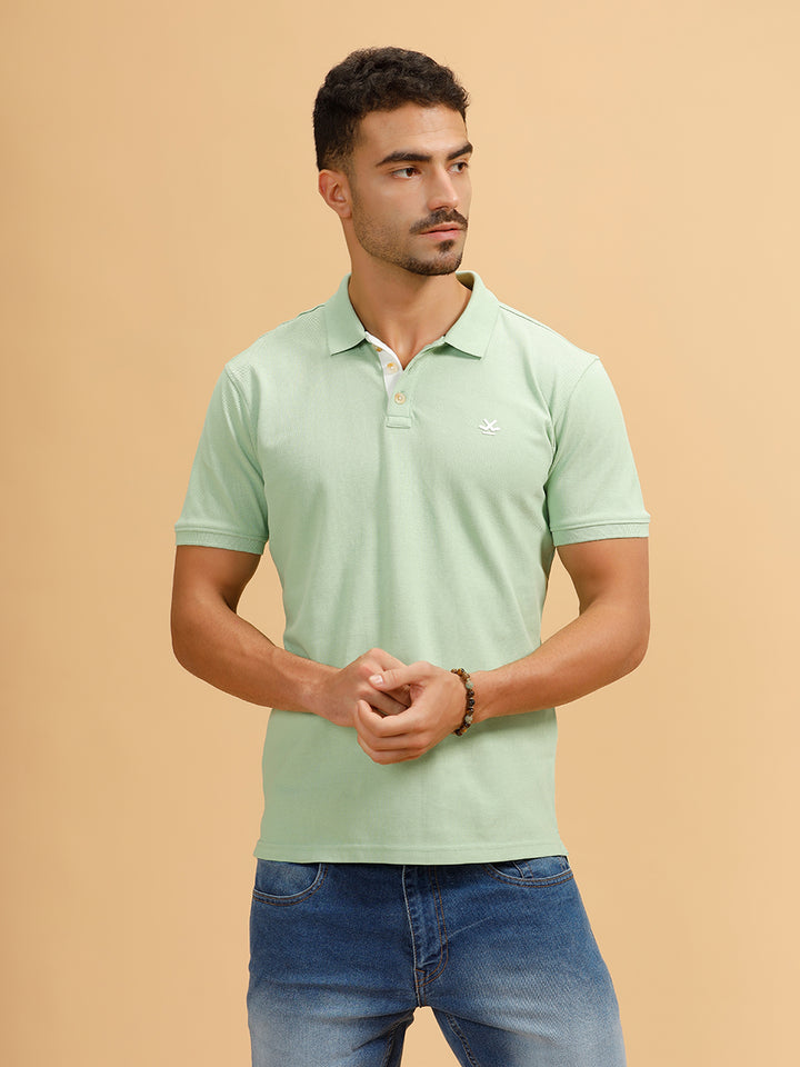 Tonal Logo Slim Fit Polo T-Shirt | Light Green