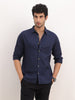 Solid Slim Fit Full Sleeve Shirt | Navy Blue