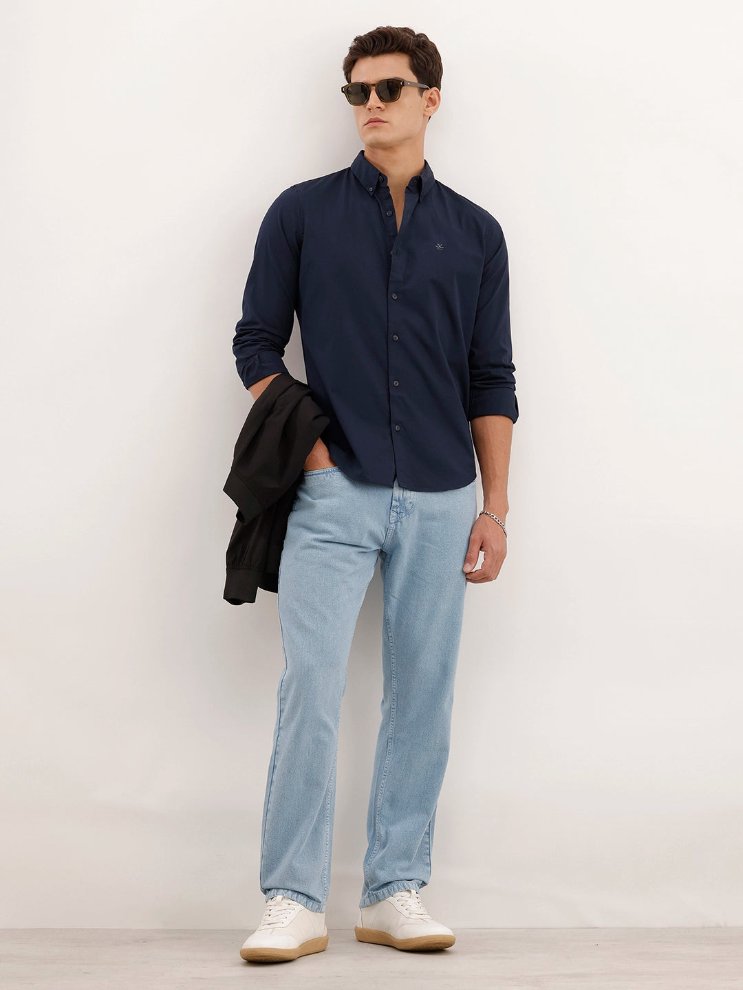 Slim Fit Solid Shirt | Navy Blue