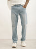 Washed Straight Fit Denim Jeans | Light Blue