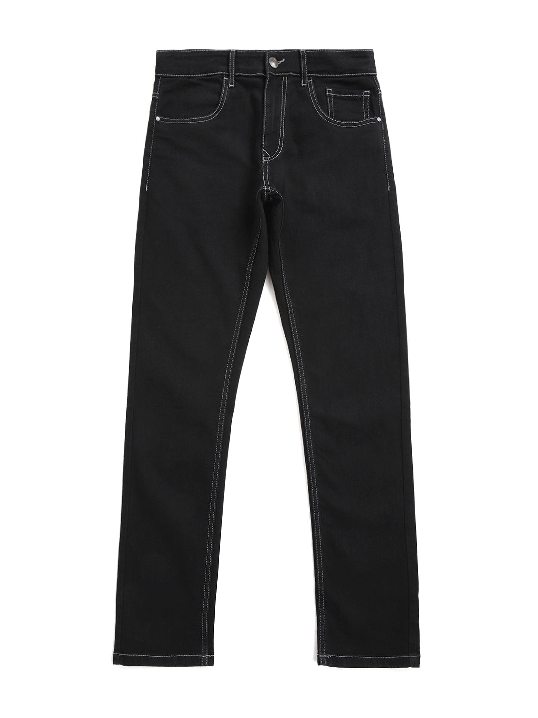 Casual Solid Black Slim Fit Jeans