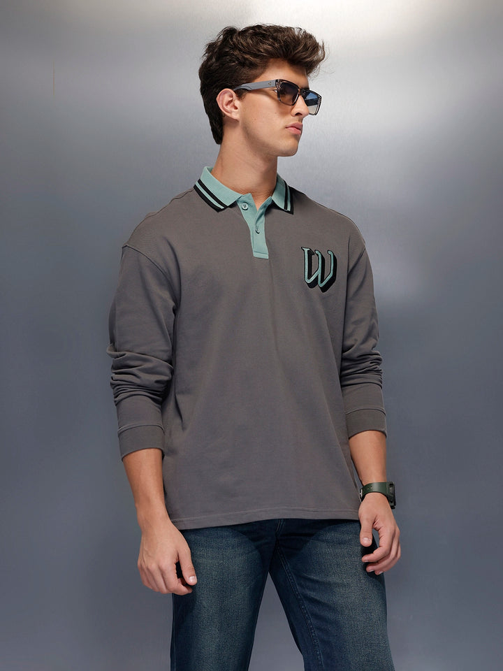 Classic Long Sleeve Polo T-Shirt   |  Grey