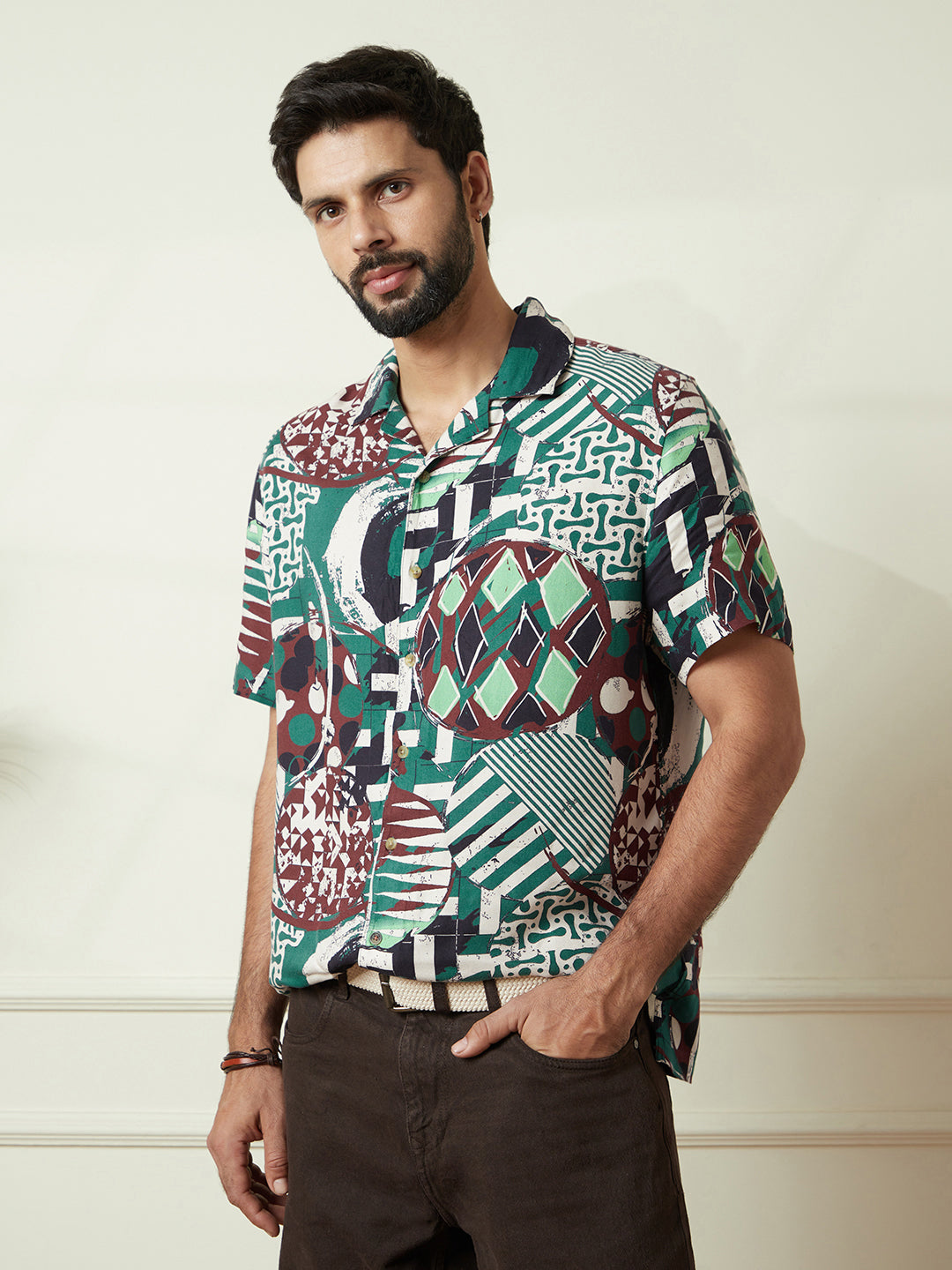 Resort Collar AOP Shirt in Green