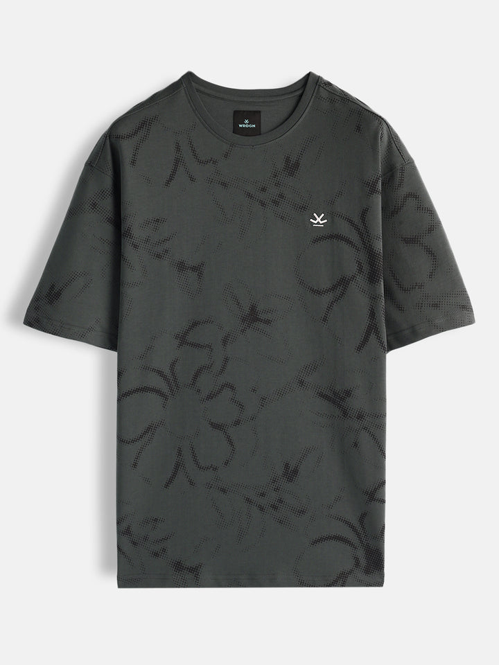 Oversized Floral AOP T-Shirt | Charcoal
