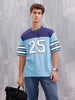 Men’s Colorblock Varsity Graphic Oversized Fit T-Shirt | Blue