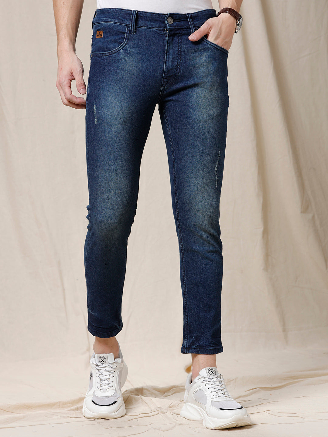 Darkstone Solid Cropped Jeans