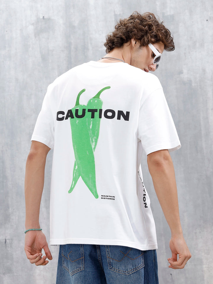 Men’s Oversized Graphic Printed Tee | White
