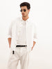 Linen Blend Solid Slim Fit Shirt | White