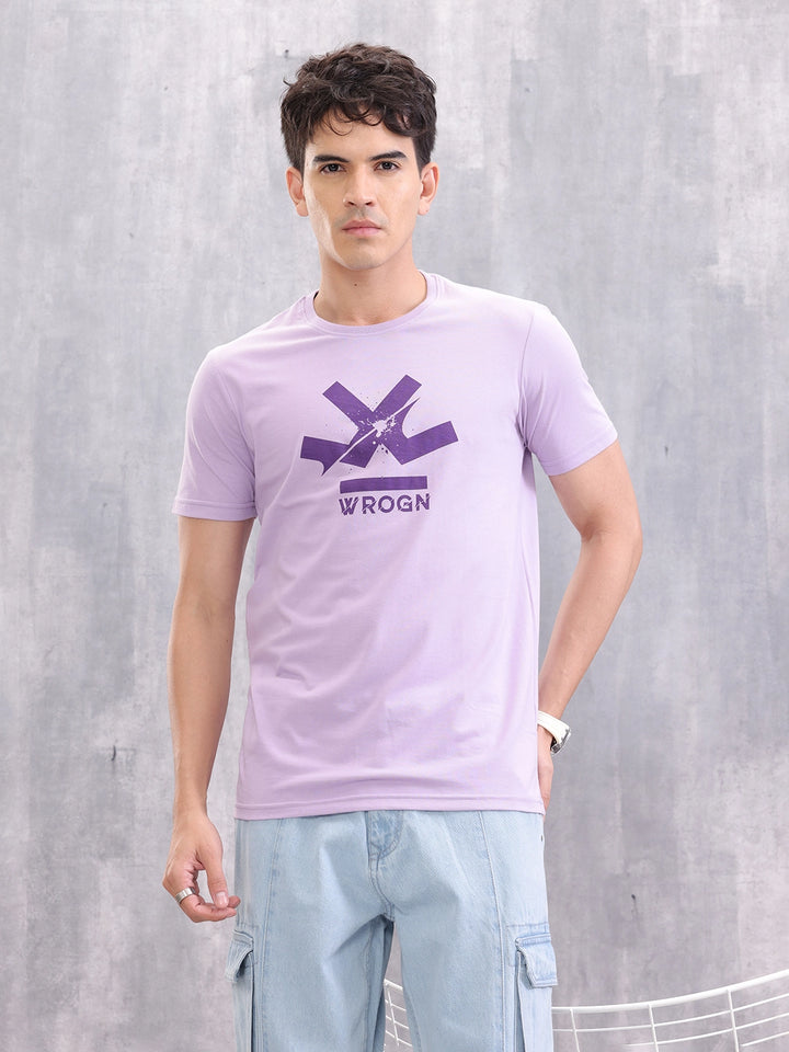 Placement Printed Logo T-Shirt | Purple