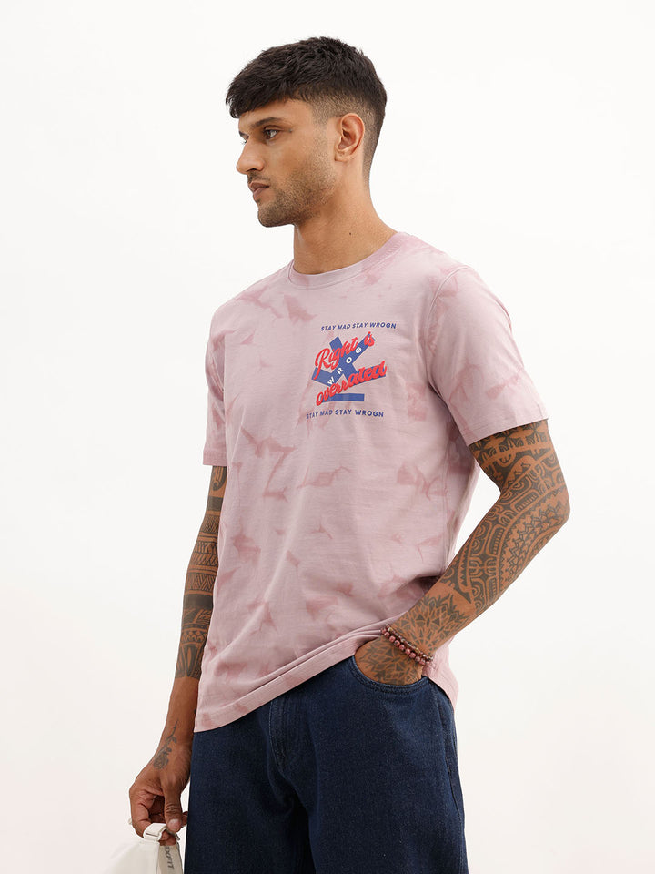 Slim Fit Placement Puffer Printed T-Shirt | Pink