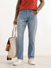 Straight Fit Faded Denim Jeans | Light Blue
