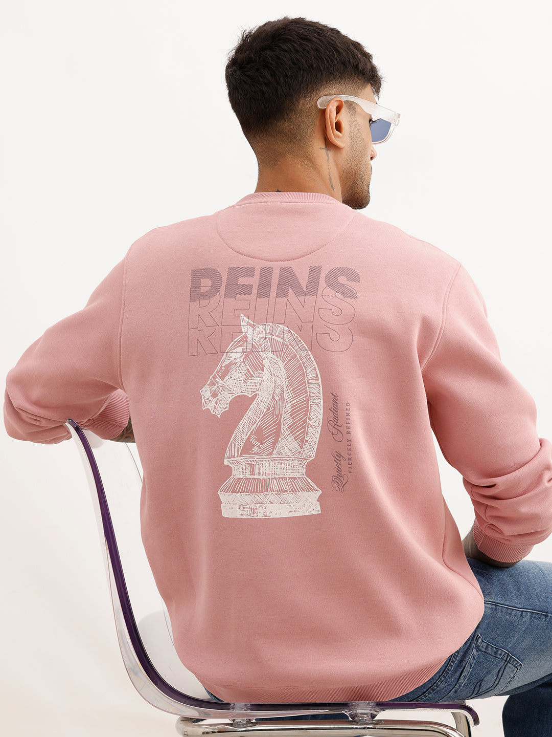 Regular Fit Placement Printed Sweatshirt | Pink