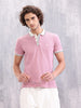 Contrast Collar Polo T-Shirt | Pink