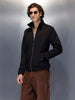 Men’s slim-fit textured high-neck jacket | Black