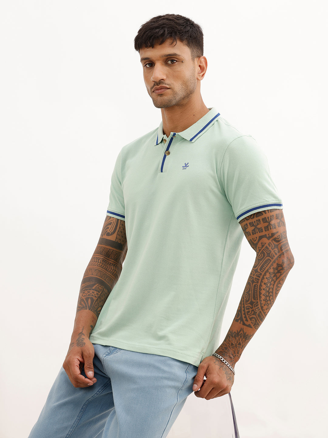 Classic Tipping Collar Polo T-Shirt | Green | WWTS253F