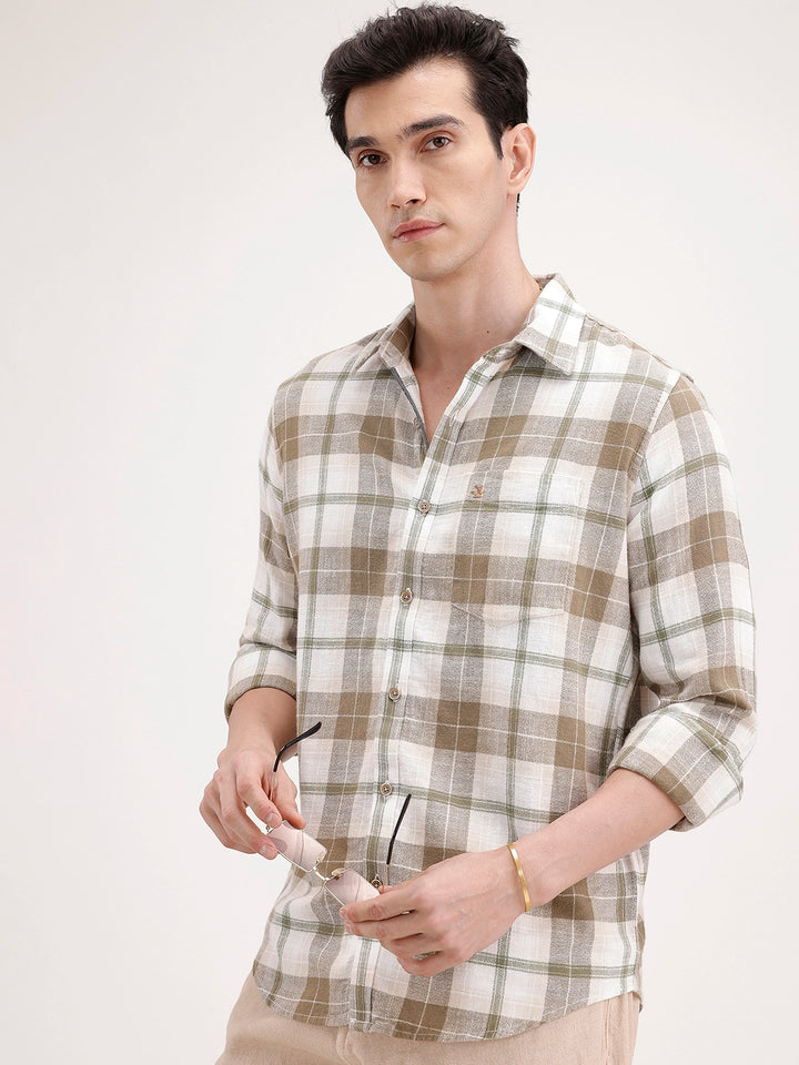 Slim Fit Checkered Shirt | Green