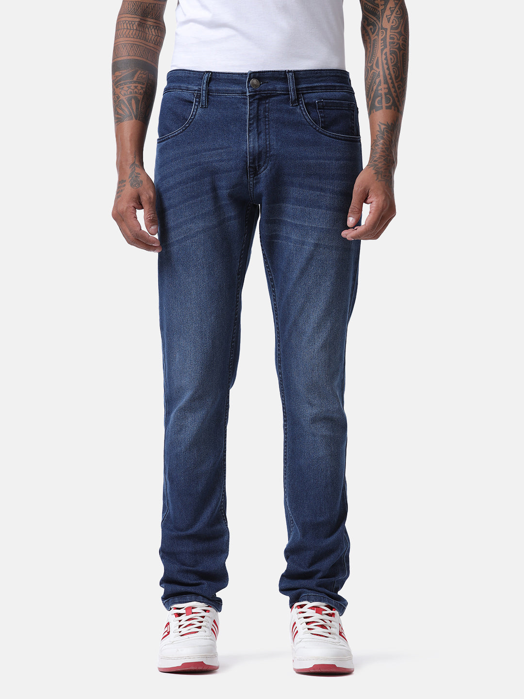 Blue Basic Five Pocket Jeans