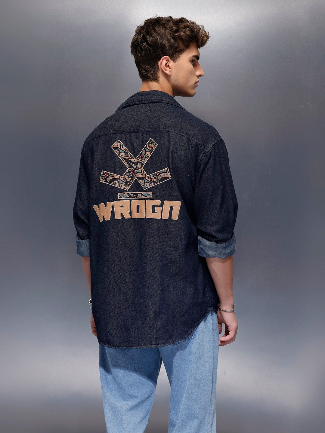 Back Printed Hooded Shirt  | Blue