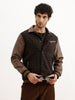 Classic Regular Fit Checkered Pannel Jacket | Brown
