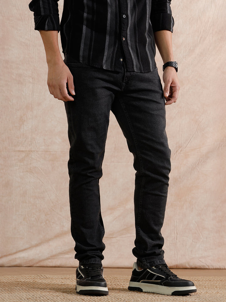 Casual Light Fade Slim Fit Jeans | Dark Grey