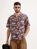 Regular Fit AOP Half Sleeve Shirt | Maroon