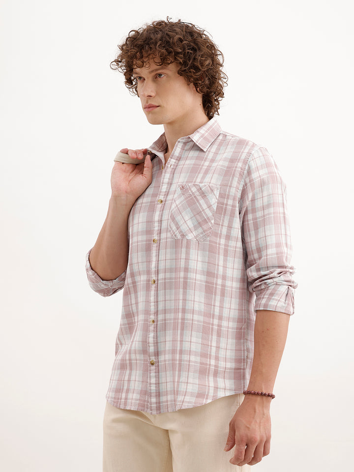 Slim Fit Checkered Shirt  | Pink