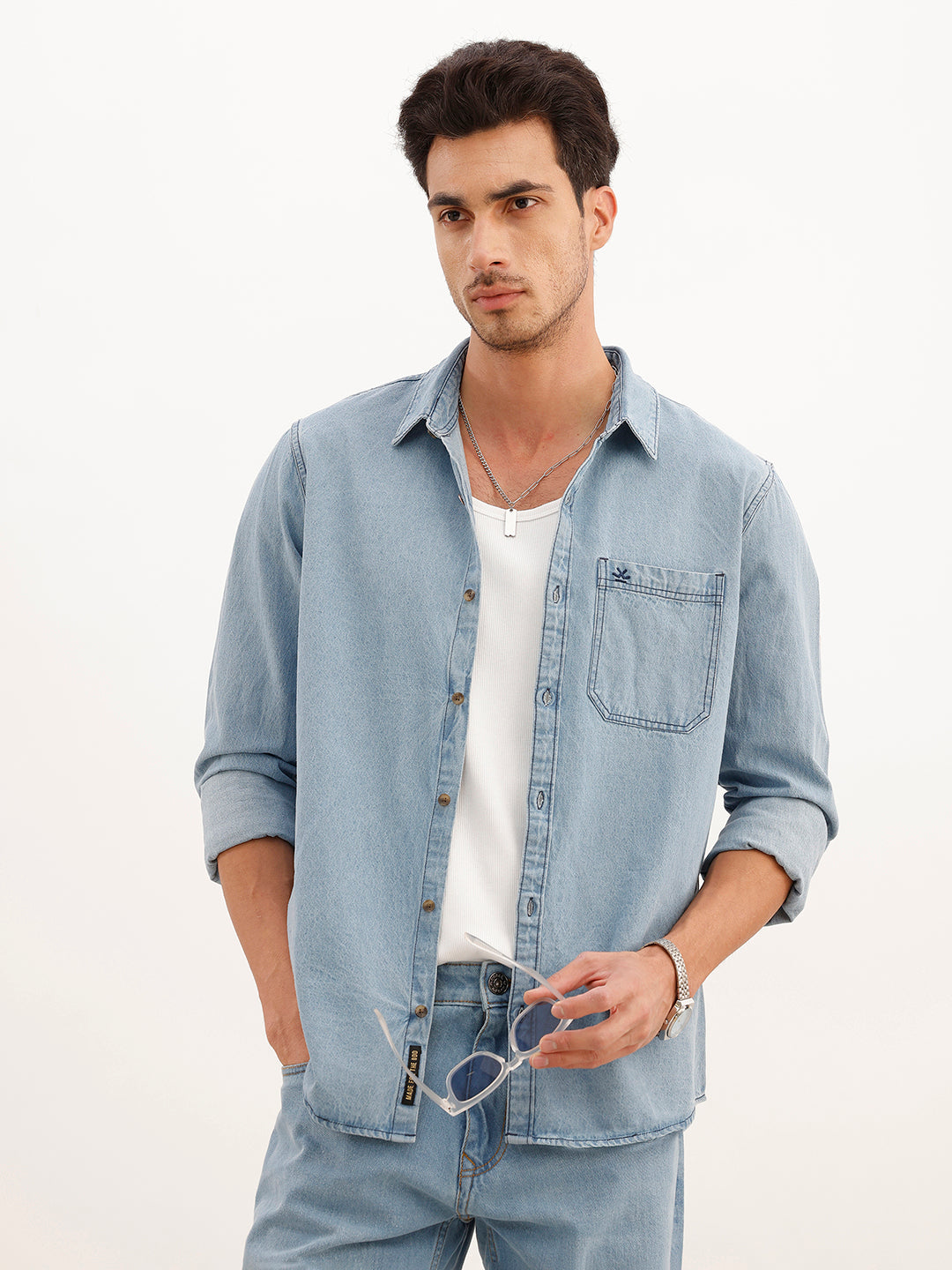 Classic Regular Fit Denim Shirt | Blue