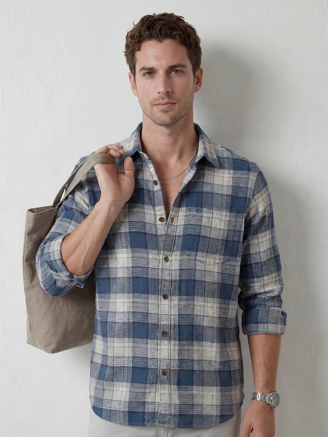Regular Fit Checkered Shirt | Blue