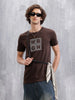 Printed Patchwork T-Shirt | Coffee