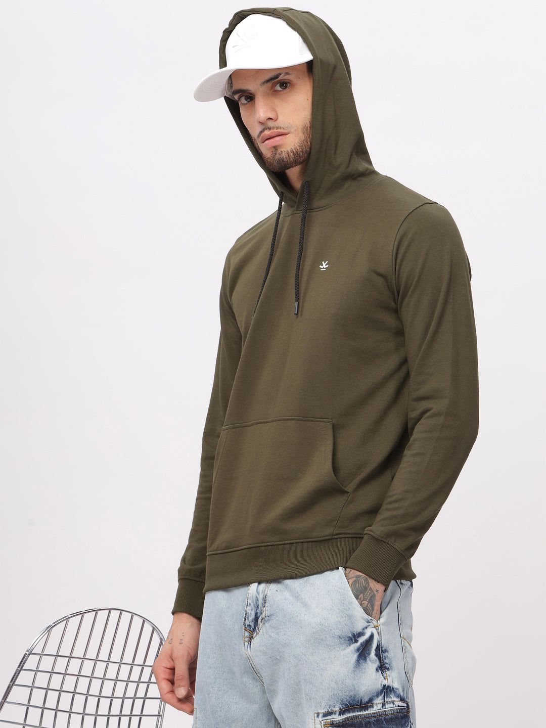 Solid Olive Pullover Hoodie